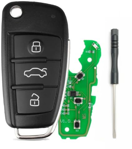 MSKEYZ For 434MHz 3 Button For Audi Key Fob Car Remote Replacement For Audi A3 TT S3 A4 S4 Remote Key Fob with ID48 Chip 8P0837220D + tool