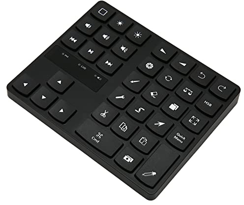 Sxhlseller Zeichentastatur mit 35 Tasten, Einhändig Bedienbares, Ergonomisches Tastenfeld für Procreate, Premiere Pro, Resolve, Final Cut Pro X, Lightroom, Illustrator – Kabelloses Bluetooth 5.0