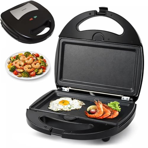Syntrox Germany Flat Grill Maker flache Grillplatten Chefmaker SM-1300W Flat Grill mit herausnehmbaren Backplatten