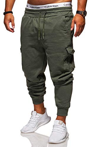 Rello & Reese Cargo Trainingshose Sporthose Cargo Freizeithose Jogger Chino T-31 [Khaki,