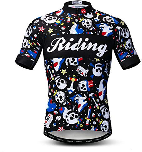 Radtrikot Männer Fahrradbekleidung Fahrrad Jersey Top Bergstraße MTB Jersey Shirt Kurzarm Team Sportbekleidung weiß schwarz Größe L