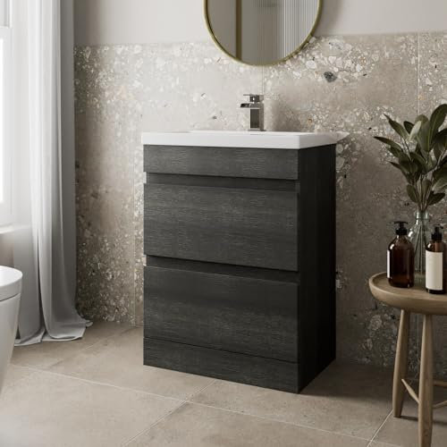 Artis 600mm Bathroom Vanity Unit Basin Storage Drawer Cabinet Furniture Charcoal Grey