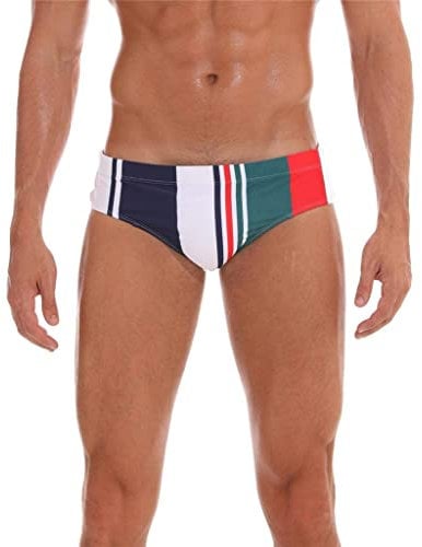 Arcweg Maillot de Bain Homme Slip Doublure avec Rembourré Souple Amovible Cordon de Serrage Réglable Confortable Rayure L(EU)