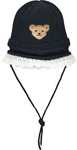 Steiff Baby-Mädchen mit süßer Teddybärapplikation Mütze, Navy, 043