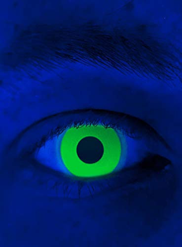 Maskworld - UV aktive Kontaktlinsen/Jahreslinsen - Grün - Motivlinsen ohne Sehstärke - Unisex - Erwachsene - ideal für Halloween, Karneval, Motto- und Horror-Party