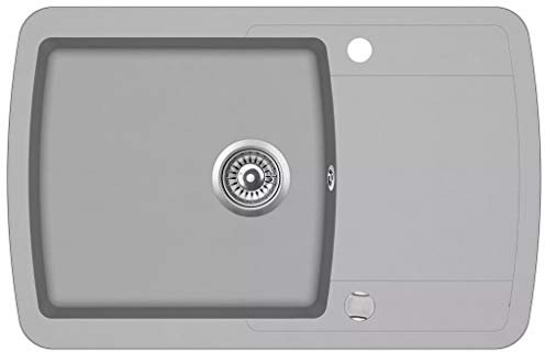 Tidyard Fregadero de Cocina Fregadero Senos,1# con un Seno de Granito Gris