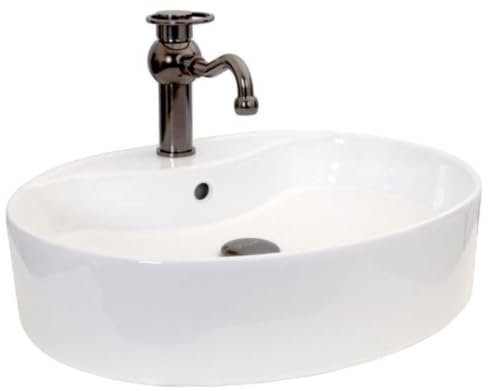 Casa Padrino Jugendstil Waschtisch Set Weiß/Bronze 55 x 46 x H. 32,1 cm - Retro Einhebel Wasserhahn mit elegantem ovalen Waschbecken - Rustikales Bad Zubehör