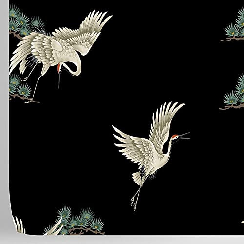 W4B Modern Black Heron Wallpaper. Ecological Paper (No Solvent). Easy to Apply/Remove. 8 Sheets of 39.4x27.5 in (59.2 sq ft). House, Furniture Decoration and Renovation. Made in Italy.