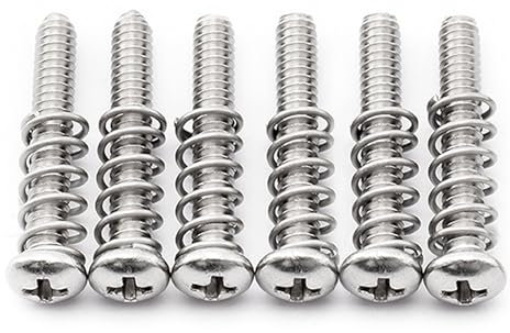 Musiclily Pro #4-40X3/4 Stainless Steel Saddle Intonation Screws and Springs Set for Tele Style Electric Guitar Bridge (Set of 6)