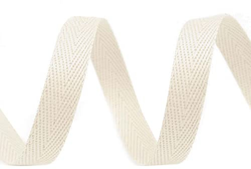 Köperband 1m x 10mm breit große Farbwahl Einfass- Nahtband Gurtband Baumwollband, Größe:10mm, Farbe:natur