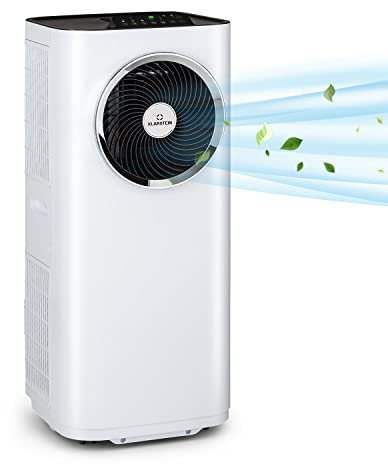 Klarstein Climatiseur mobile, climatiseur 5 en 1, ventilateur, déshumidificateur, purificateur d'air & mode nuit, contrôle par application, climatiseur d'appartement, 11 500 BTU, blanc
