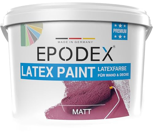EPODEX Peinture latex mate, peinture murale intérieur, lavable, résistante, respirante & neutre en odeur, 3kg (une couche sur 25m²) - Gris silex - Pastel