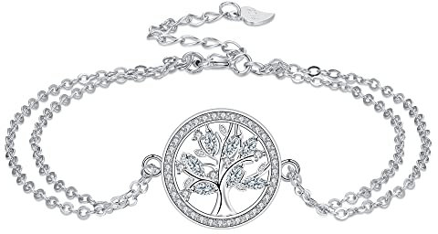 Micory Armband Damen 925 Sterling Silber Lebensbaum Armbänder für Frauen und Mädchen 16+4cm Einstellbar Armkette mit Geschenkbox