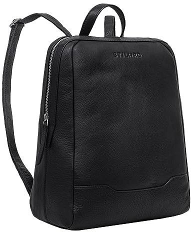 STILORD 'Maxime' Kleiner Leder Daypack für Damen und Herren Vintage Rucksack Anti-Diebstahl für Studenten Städtetrips Backpack Echtleder Tagesrucksack, Farbe:schwarz