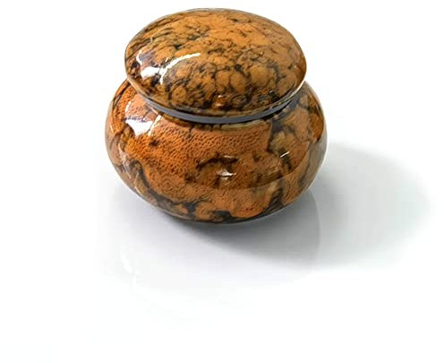 GOIYZTTR Kleine Urne Mini-Urne Keramik—5cm Handgearbeitete Urne Exquisit Kleine Gedenkurne für Andenken zur Sicheren Aufbewahrung von Asche(Orange)