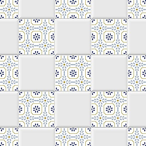 INDIGOS UG Fliesenaufkleber Bad und Küche - Set 042 - Porto - 30x30cm - 72 Stück - Fußbodenfliesen - Wandfliesen selbstklebend - Klebefliesen für Boden - WC, Bordüre Fliesenspiegel renovieren