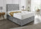 SANA SLEEP Designer Damask Memory Foam Divan Bed Set With Mattress, 2 Drawers (Same Side) and Headboard 5FT King - Gun Grey Crushed Velvet