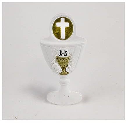 DLM29863 (Kit 12 Pezzi) Icona Calice della Prima Comunione con Crocifisso Oro in Resina bomboniera Regalo