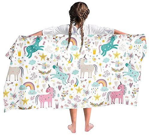 Ulticool Mikrofaser Kinder Handtuch 140 x 70 cm - Einhorn Stern Unicorn - Leicht Reisehandtuch Schnelltrocknend Badetuch Strandhandtuch Saunatuch Microfaser Microfiber - für Reise Strand Sport Mädchen