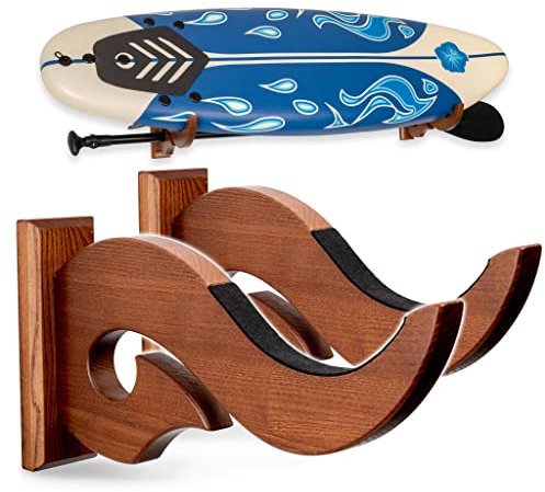 TESLYAR Surfbrett-Halterung, Haken, Eschenholz, umweltfreundlich, natürliches Finish, Snowboard Wakeboard