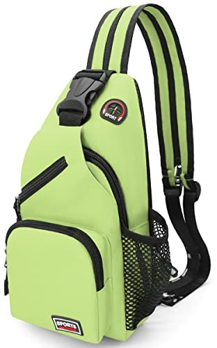 HNOOM Sling Bag Brusttasche Rucksack Damen und Herren Oxford-Stoff Schulterrucksack Crossbody Bag Umhängetasche Sporttasche Casual Daypack für Outdoorsport, Reisen, Einkaufen (Grün)