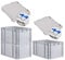 PROREGAL SuperSparSet 3x Eurobox NextGen Grip mit Scharnierdeckel und blauen Schiebeschnappverschlüssen, HxBxT 32x40x60cm, 65 L, Grau, Griffe geschlossen, Eurobehälter, Transportbox
