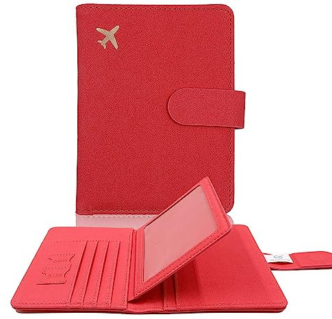 Melsbrinna Reisepasshülle, Reisepasshülle, Kartenfächer, niedliche Reisepasshülle für Damen/Herren, wasserdicht, RFID-blockierend, Reisebrieftasche, Rot glitzernd, Reisen