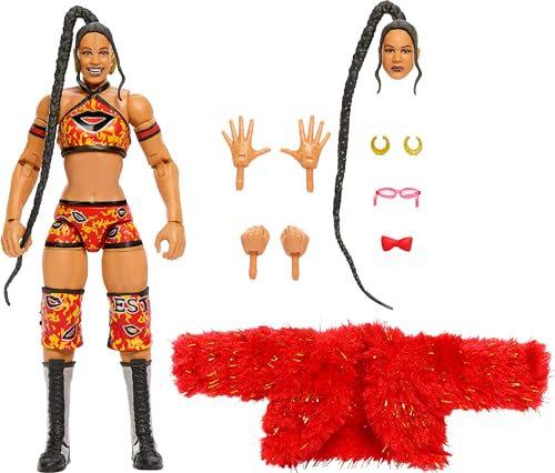 Mattel WWE Ultimate Edition-Actionfigur und Zubehörteile, Set mit ca. 15 cm großer Bianca Belair-Sammelfigur, austauschbaren Köpfen und Händen, Einzugskleidung und 30 Bewegungspunkten HVF84