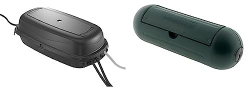 D-Line, Boîtier étanche pour multiprise, Niveau de Protection IP54 - Cotes internes = 290mm (Longueur) x 125mm & Boîtier de Protection pour prolongateur Jardin IP54 - Vert - Zenitech