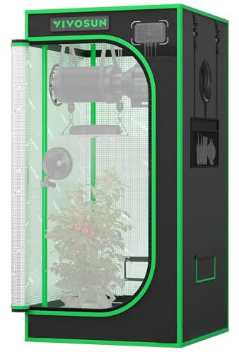 VIVOSUN Pro Grow Tent 60 x 60 x 120 cm Grow Tent with Thick 22 mm Poles, Oxford Fabric with Highly Reflective Mylar Extra Hanging Poles for Hydroponics P224 for AeroLight A100, No High CFM Set