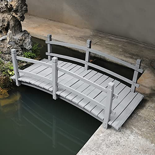 Outside Solid Wood Garden Bridges with Rails, Backyard Farm Pond Arc Decorative Bridge, for Courtyard, Patio, Supports 250Kg/ 550Lbs (Color : Grey)