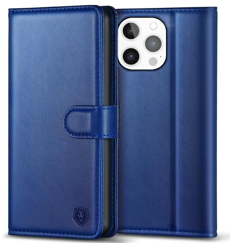 Kuafcase Compatible for iPhone 13 Pro Case with 4 Card Slots Magnetic Closure Kickstand Shockproof Protective Phone Case Compatible for iPhone 13 Pro - Royal Blue