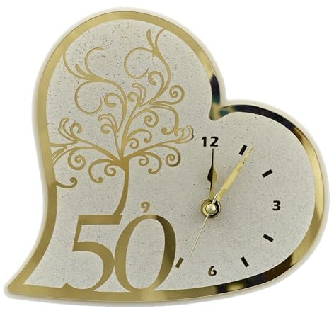 Doni Bomboniere Nozze Orologio con Numero 50 E Partecipazioni Utili Oro Anniversario Economiche Eleganti Complete Originali Albero della Vita A Forma di Cuore Idee