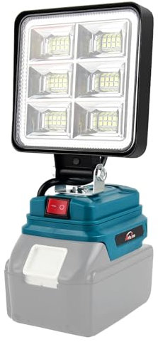 AUTOJARE Akku Lampe Für Makita 18v 50W Kabellose Flutlichter Lampe mit 2 USB-Aufladung Tragbares Led Arbeitsleuchte für Autoreparatur, Heimbeleuchtung, Camping, Angeln (4 zoll, kein Akku)