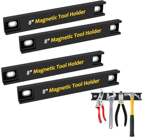 8 Magnetischer Werkzeughalter mit Gummischutz, 4 Pack Magnetstreifen Heavy Duty Tool Magnet Bar, Storage Organizer Magnetic Tool Holder Strip for Garage Shop Wall Workbench Screwdriver Wrench Pliers
