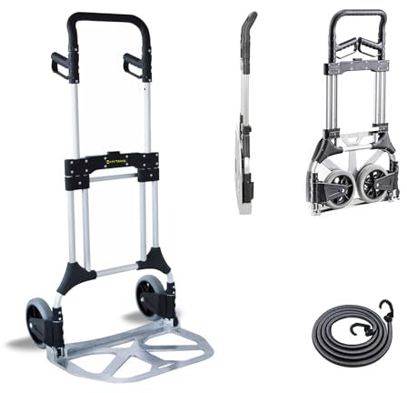 Carrello Portapacchi in alluminio pieghevole per carichi pesanti fino a 200 kg FOLD STRONG, impugnatura morbida con maniglie pieghevoli regolabili e grandi ruote