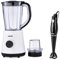 GEEPAS 500W Electric Jug Blender and 180W Black Hand Blender Combo set, Stainless Steel Blades, 2 Speed with Pulse Function, 1.5L Jar Coffee Grinder Mill, Food Processor Hand Blender - Black