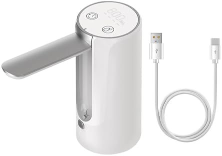 Bomba para botellas de agua, 5 W, carga USB, bomba de agua potable, plegable, dispensador de agua eléctrico portátil con pantalla digital para hogar, oficina, cocina, camping