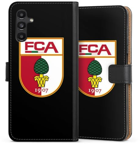DeinDesign Klapphülle kompatibel mit Samsung Galaxy A04s Handyhülle aus Kunst Leder schwarz Flip Case FC Augsburg Wappen FCA