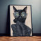 Dekomundo Schwarze Katze mit Brille Kunstdruck Poster Wandkunst für Wohnzimmer, Schlafzimmer,Kinderzimmer, 50x70 cm