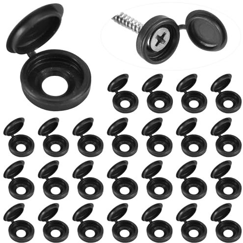 100 Pzs Tapas de Tornillos, Tapas de Tornillos con Bisagras de Plástico Tapas de Tapas de Tornillos Plegables Tapas de Tornillos para Protección de Cabezas de Tornillos (Pistola Negra)