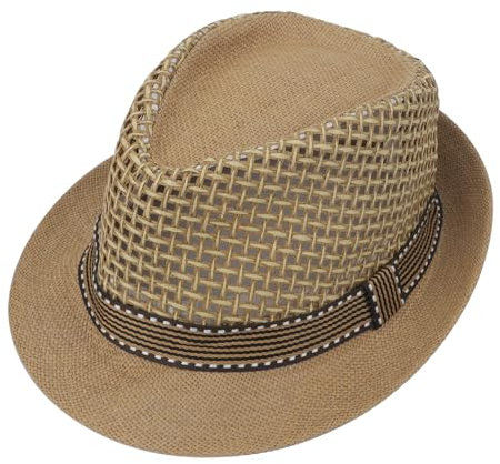 RUIXIA Chapeaux Fedora Homme Chapeau de Paille Panama Homme Respirant Chapeau de Soleil Homme Chapeau Trilby Style Rétro Chapeau Soleil Vintage