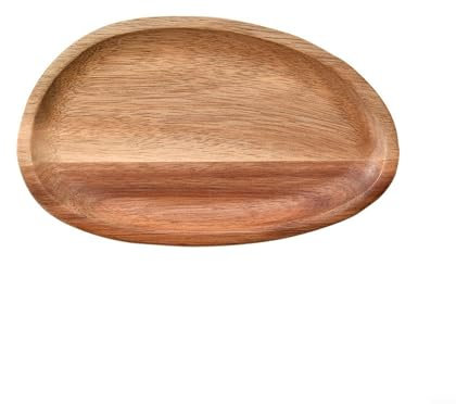 Hasaller Platos para servir de madera natural, irregulares, ovalados, bandejas de madera de acacia para verduras y frutas (17.5 x 10.8)