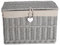 Wickerfield Large Home Storage Basket Trunk Chest Hamper with Lid and Cotton Liner (Grey, Small)