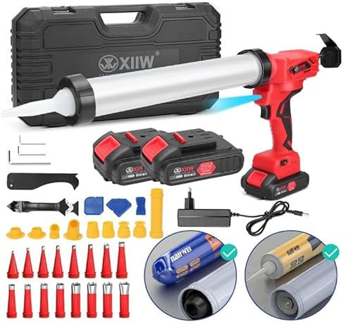 ONEVAN Pressa per cartucce senza fili con batteria da 2000 mAh, pistola elettrica per cartucce, siringa in silicone, LED, regolazione a 4 velocità, adatta per cartucce da 300 ML, spinta massima 300 KG