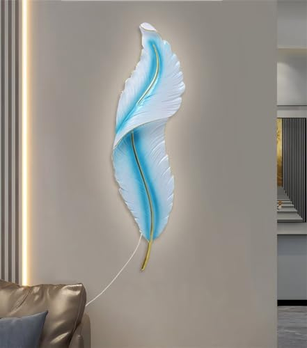 DESHOME Feder Wandleuchten für Wohnzimmer Moderne LED Wandleuchte Innen Feder Lampe Plug In 3000k Warmes Licht Wandlampe Blau Nachttisch Dekorative Leuchte für Schlafzimmer Flur 65cm