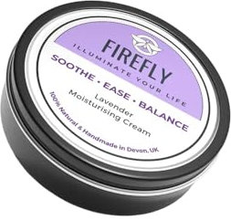 Firefly Bodycare LavenderMoisturizing Cream – 100% Natural, Vegan, Anti-Aging, Acne-Reducing, Pore-Tightening, Skin Healing, Calms Irritation, Eases Mood, Cruelty/Palm Plastic-Free (30 grams)