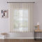 Joydeco 2er Set H160 x B140 cm Leinenfarbene Voile Kurz Gardinen Vorhänge mit Kräuselband Transparent Polyester Vorhang Modern Wohnzimmer Schlafzimmer