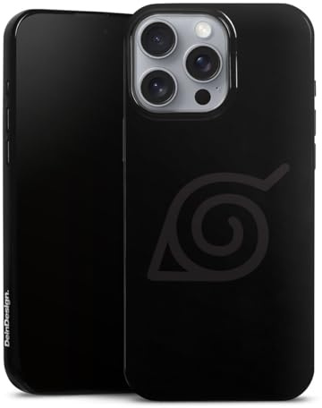 Slim Case extra dünn kompatibel mit Apple iPhone 16 Pro Max Silikon Handyhülle schwarz Hülle Naruto Shippuden Konoha Shinobi