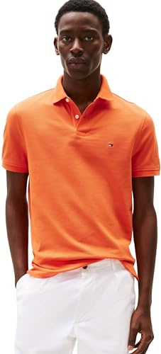 Tommy Hilfiger Polo de Manga Corta Hombre 1985 Regular Fit, Naranja (Brilliant Orange), M